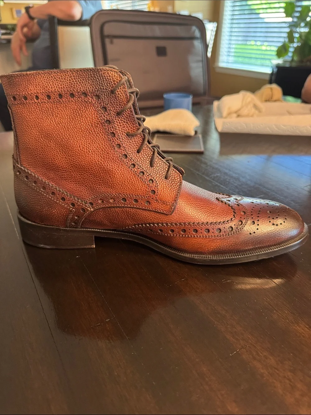 Gordon Rush Brown Leather Wingtip Lace-Up Boots